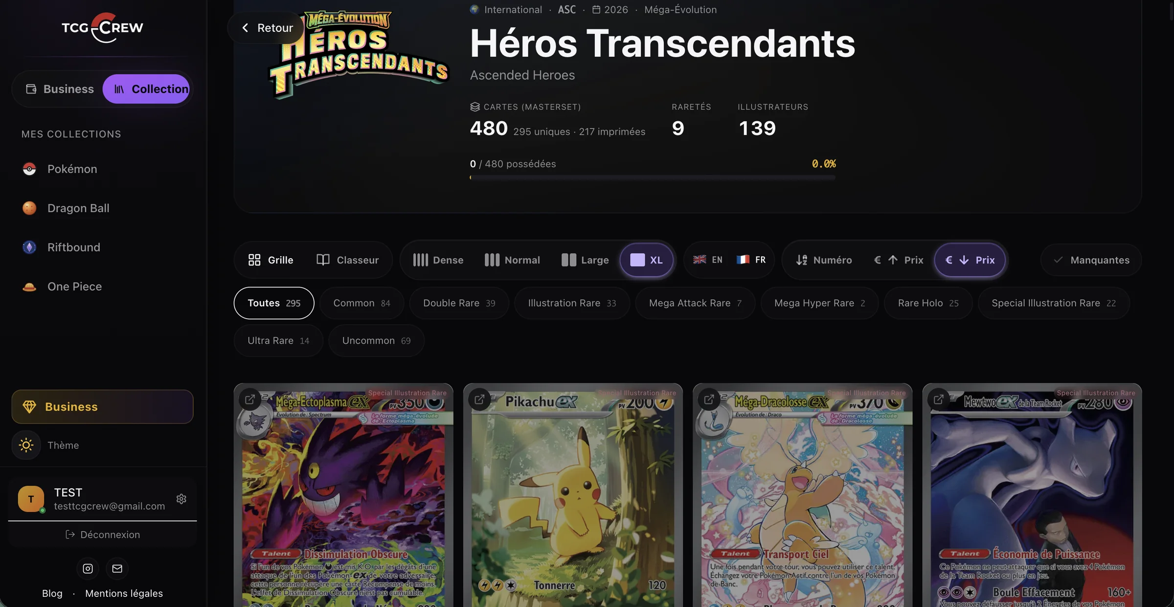 Le classeur masterset TCG Crew : un set complet, case par case